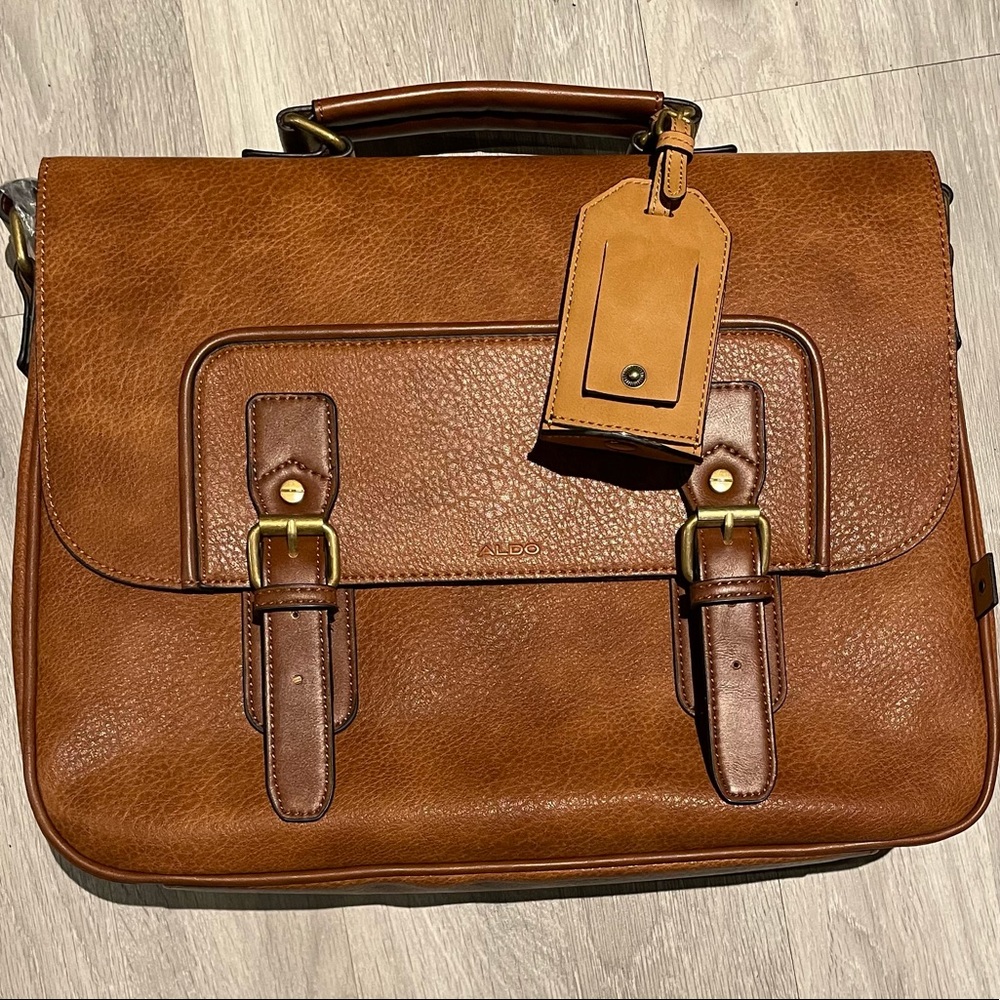 BROWN LEATHER ALDO MENS BAG
